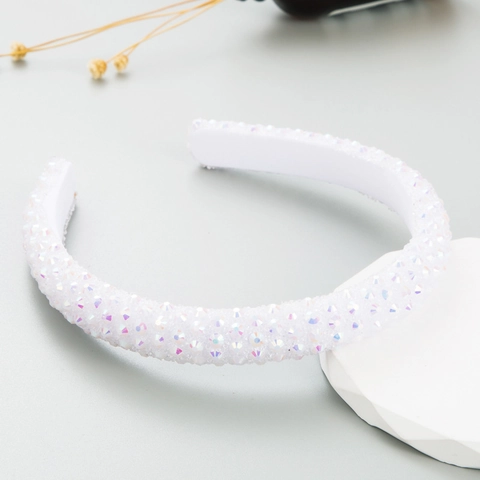 Diadema de Diamantes de Imitación Brillantes Banda para el Cabello Acolchada Ancha para Mujer Moda Accesorios de Cabello