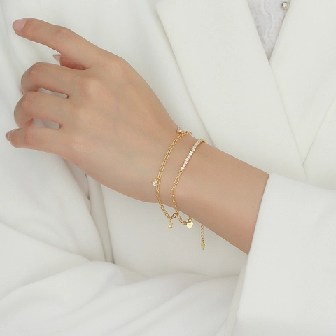 Bracciale In Argento Sterling 925 Per Donna Con Zircone Scintillante Catena A Maglie Minimalista Ciondolo A Cuore Regolabile Gioielli Eleganti