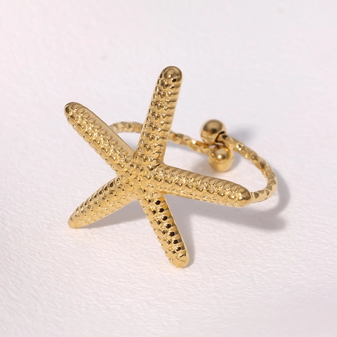 Anello Stella Marina Acciaio Inossidabile Placcato Oro 18K Regolabile Gioielli Da Spiaggia Minimalisti Per Donna