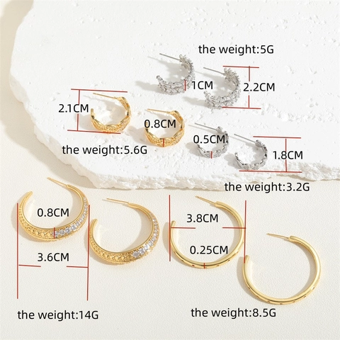C-Shaped Leaf Heart Flower Zirconia Hoop Earrings For Women Copper Gold Plated Geometric Micro Inlaid Stud Earrings Fashion Jewelry