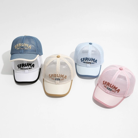 Kinder Mesh Baseballkappe Atmungsaktiv Sommer Sonnenhut Buchstaben Stickerei Casual Trucker Hut Für Jungen Mädchen