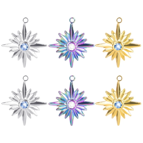 Collana con Ciondolo a Stella in Acciaio Inossidabile per Donna Collane Choker Personalizzate con Strass Sunburst Oro Argento Colorate Gioielli