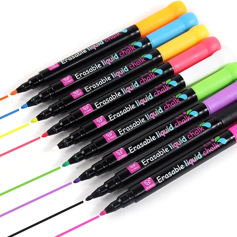 Marcatori A Gesso Liquido Cancellabili Cappuccio Magnetico Gomma Per Lavagna Luminosa A LED Lavagna Bianca Plastica Penne Neon Senza Polvere
