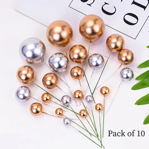 Cake Topper Decorative Balls Foam Metallic Colorful Mixed Sizes For Birthday Wedding Party Baking Ornaments