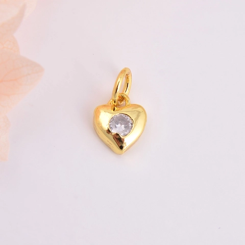 Pendente A Forma Di Cuore Piccolo Rame Zircone DIY Gioielli Ciondolo Accessoire Placcato Oro 18K Elegante Piccolo Donne