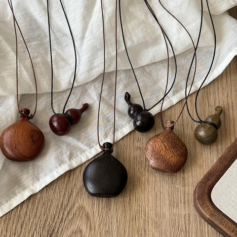 Collana Regolabile In Perle Di Legno Con Pendente A Zucca Nuovo Stile Cinese Catena Maglione Minimalista Vintage Per Donne