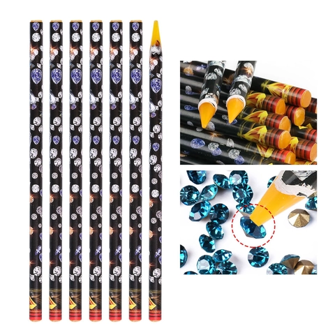 Nail Art Wax Picker Pencil For Rhinestones Self Adhesive Gem Pickup Tool DIY Decoration Colorful Diamond Pattern Wood Crayon