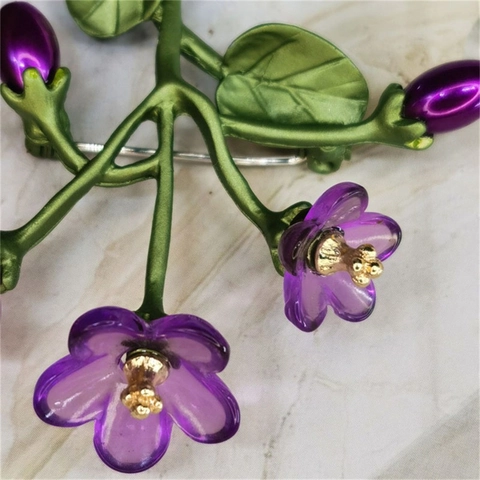 Spilla Vintage a Forma di Orchidea Viola per Donna Spilla Floreale in Lega di Smalto Con Gioielli in Perle Artificiali Regalo