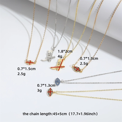 Evil Eye Cowboy Boot Anhänger Halskette Kupfer Zirkon Eingelegt Gold Silber Plattiert Retro Minimalistischer Schmuck Damen