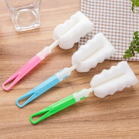 Long Handle Removable Sponge Cup Brush Non-scratch Cleaning Brush For Kitchen Glasses Bottles Scouring Pad Bottle Brush
