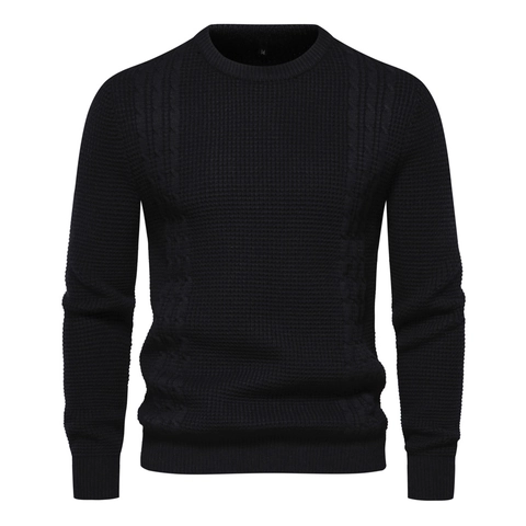 Herentrui Wafel Kabelbreisel Ronde Hals Lange Mouwen Slim Fit Casual Viscosemix Top