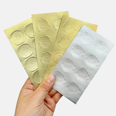 Vintage Wachssiegel Aufkleber Geprägt Rose Metallisches Gold Relief Klebeetiketten Für Hochzeitsumschläge Dekoration