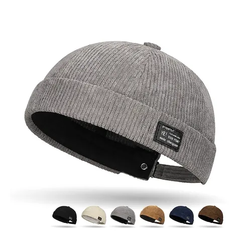 Gorro Docker Sin Ala Pana Ajustable Retro Streetwear Beanie Miki Hat Unisex Color Sólido Para Hombre Y Mujer