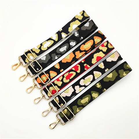 Adjustable Bag Strap Replacement Leopard Print Polyester Webbing Metal Buckle Crossbody Shoulder Handbag Accessories For Women