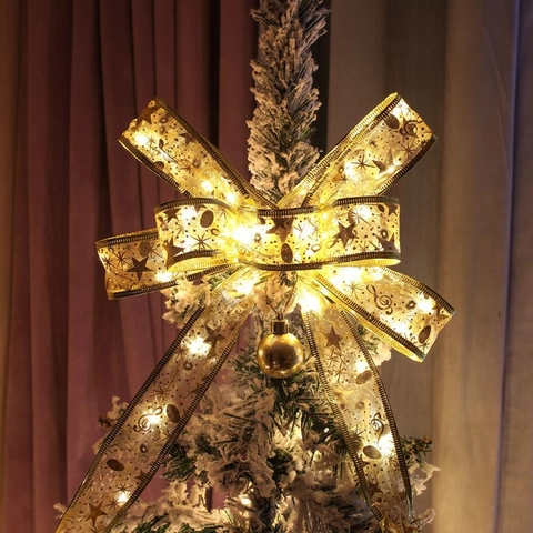 Cinta LED Luces Árbol De Navidad Patrón Estrellas Bronceado Guirnalda Poliéster Para Decoración Fiesta A Pilas