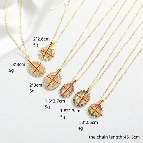 Virgin Mary Pendant Necklace Copper With Zircon Religious Retro Gold Plated Jewelry Women