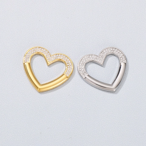 Colgante Forma Corazón Acero Inoxidable Diamantes Imitación Dije Hueco Para Joyería DIY Collar Pulsera Accesorio
