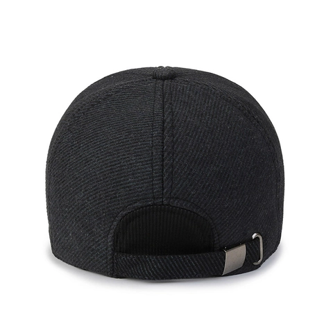 Men Winter Woolen Baseball Cap With Foldable Ear Protection Thickened Warm Outdoor Sport Hat Solid Color