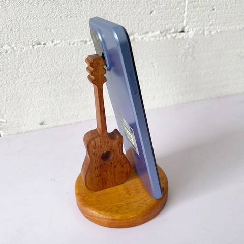 Houten Gitaar Telefoonhouder Solid Wood Muziekinstrument Bureau Decoratie Ornament Creatief Handgemaakt
