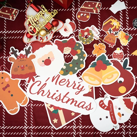 Étiquettes Suspendues De Noël Bannière Dessin Animé Père Noël Renne Bonhomme De Neige Papier Carton Décoration Pour Fête