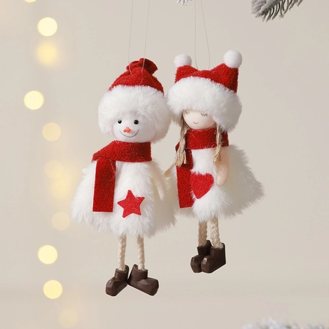 Ornamenti Appesi Di Natale Bambola Peluche Eco Pelliccia Babbo Natale Pupazzo Di Neve Renna Angelo Per Albero Decorazione