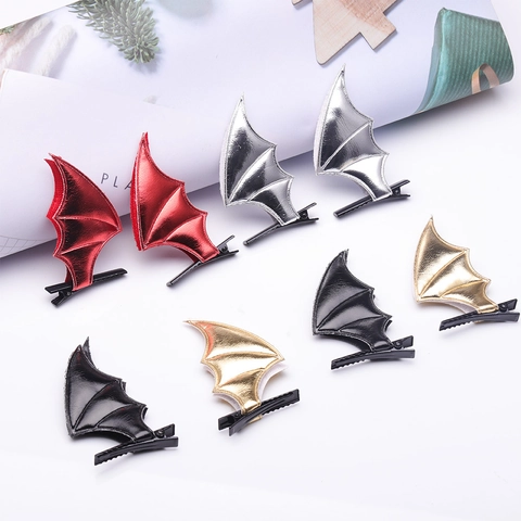 Pinces À Cheveux Ailes De Chauve-Souris Cuir PU Pinces Crocodiles Métal Halloween Gothique Cosplay Accessoires Cheveux