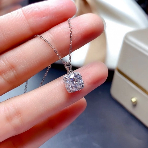 Luxury Alloy White Gold Plated Square Cut Rhinestone Jewelry Set For Women Square Halo Necklace Pendant Ring Earrings Adjustable Fashion Accessories