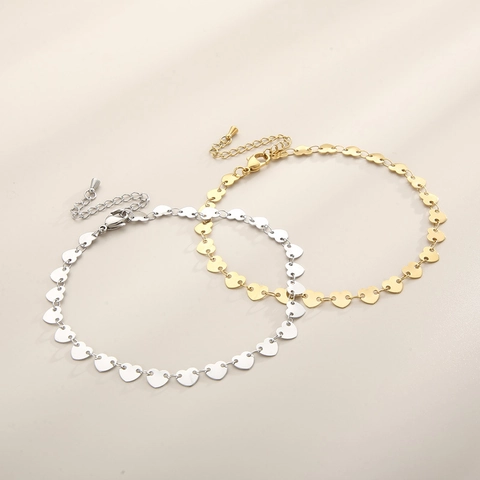 Herzförmiges Gliederketten Fußkettchen Aus Titanstahl Minimalistischer Fußschmuck Für Damen Verstellbar Mit Verlängerungskette