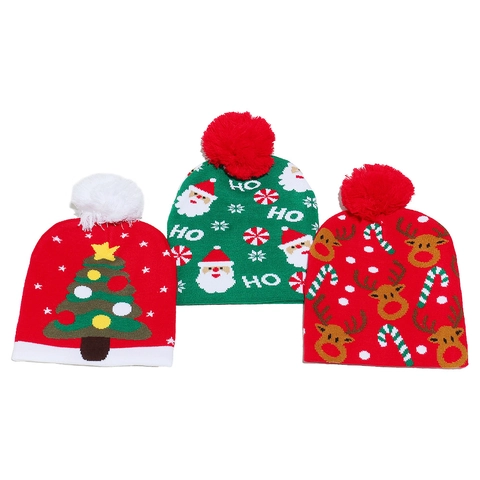 Berretto In Maglia Di Natale Acrilico Caldo Inverno Pom Pon Babbo Natale Renna Albero Motivi Festa Di Vacanze Adulti