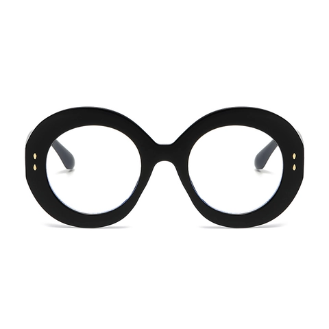 Retro Übergroße Runde Brillenfassungen PC Material Mit Metallnieten Mode Minimalistische Brillen Für Frauen