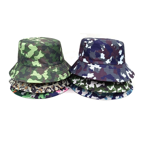 Camouflage Bucket Hat Polyester Sun Protection Outdoor Hiking Fishing Basin Cap Vintage Casual For Men Women