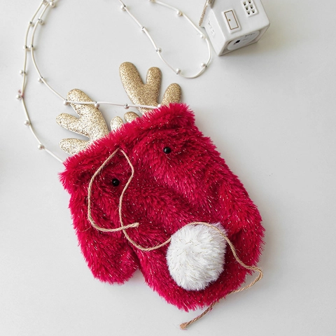 Calza Di Natale Sacco Regalo Corna Di Renna Peluche Ornamento Da Appendere Sacchetto Caramelle Per Decorazione Festa