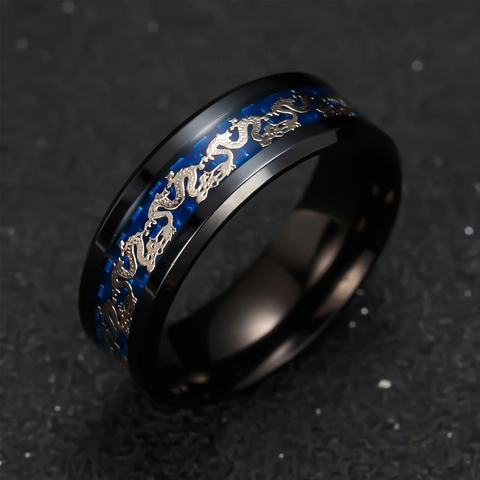 Vintage Draak Ring 304 Roestvrij Staal Chinese Etnische Stijl Punk Band Voor Heren Dames Breed Gepolijst