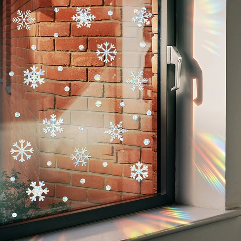 Schneeflocken Fensterbilder Regenbogen Prisma Sonnenfänger Aufkleber Holografisch Laser Statische Haftung Für Glasdeko