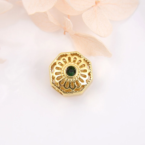 Perles En Vrac Filigranes Hexagonales Cuivre Plaqué Or 18K Avec Zircon Coloré Accessoires De Bijoux DIY Design Creux