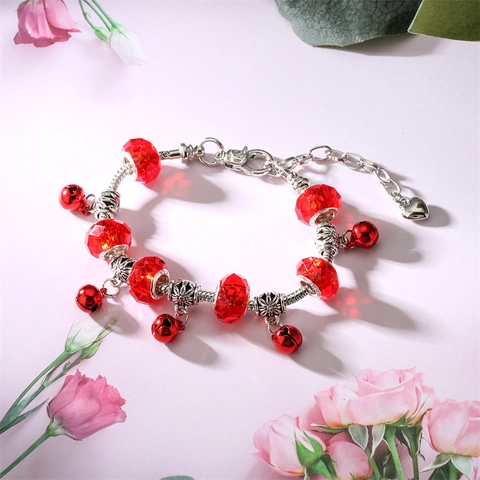 Weihnachten Verstellbares Kristall Perlen Armband Legierung Mit Glockenanhängern Vintage Festlicher Schmuck Damen Unisex