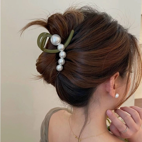 Molletta Per Capelli Grande Con Künstliche Perle Sintetiche Elegante Fermaglio In Plastica Per Donna Accessori