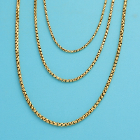 Box Chain Necklace 304 Stainless Steel 18K Gold Plated Square Link Hip Hop Versatile DIY Jewelry Finding For Men Women