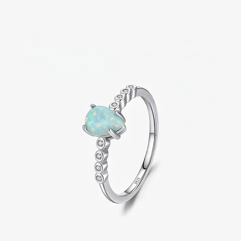 Birnenschliff Opal Ring 925 Sterling Silber Mit Zirkonia Eleganter Wassertropfen Form Schmuck Für Damen