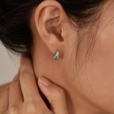 Boucles Doreilles Puces Goutte Deau Acier Inoxydable Poli Miroir Bijoux De Mode Pour Femmes