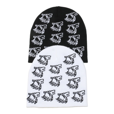 Berretto Maglia Acrilico Motivo Jacquard Testa Di Lupo Inverno Caldo Streetwear Unisex Esterno Casual