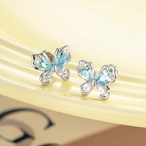Butterfly Ear Cartilage Stud Titanium Steel Copper Cubic Zirconia Flat Back Screw Piercing Jewelry Chic For Women