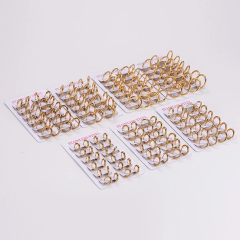Stainless Steel Hoop Earrings Round Polished Minimalist Geometric Ear Jewelry For Women Men Gold Silver Black Rainbow