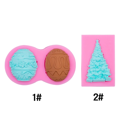 Silicone Baking Mold Easter Egg And Christmas Tree Shape Fondant Chocolate DIY Craft Tools For Cake Decoration
