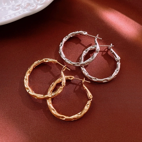 Orecchini A Cerchio Texturizzati Irregolari Martellati Cerchio Lava Lega Con Perno In Argento Gioielli Minimalisti Per Donna