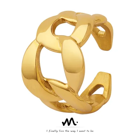 Grober Kettenring 18K Vergoldeter Edelstahl Dickes Gliederketten Design Minimalistischer Hip Hop Schmuck Für Damen