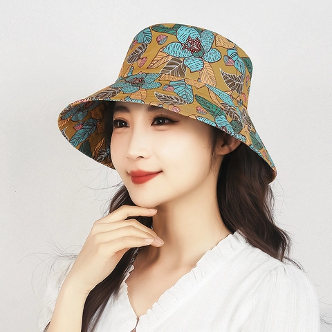 Vissershoed En Gezichtsmasker Bloemenprint Polyester Zonbescherming Outdoor Casual Voor Dames Opvouwbaar