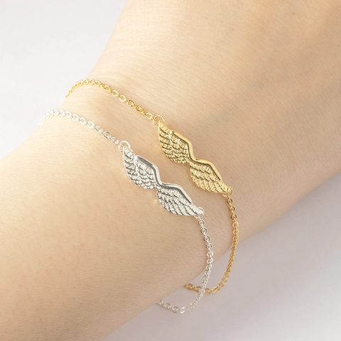 Angel Wings Bracelet Copper Adjustable Chain Jewelry For Women Delicate Feather Design Elegant Metal Wristband