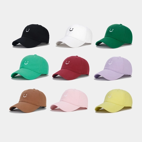 Cappellino Da Baseball Con Ricamo Faccina Sorridente Cotone Regolabile Dad Hat Casual Esterno Unisex Protezione Solare