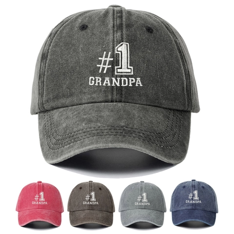 Gorra de Béisbol de Algodón Lavado para Hombres y Mujeres Sombrero de Sol Ajustable Vintage Con Bordado de Letras #1 GRANDPA Gorra Deportiva Casual al Aire Libre